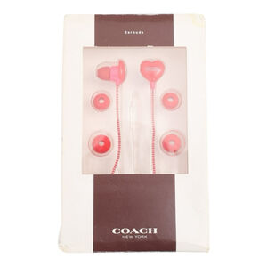Coach Vintage Pink Red Heart Earbud Headphones One Size